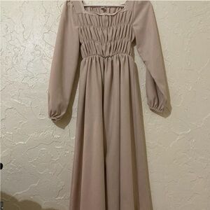 Elegant Beige Midi Dress